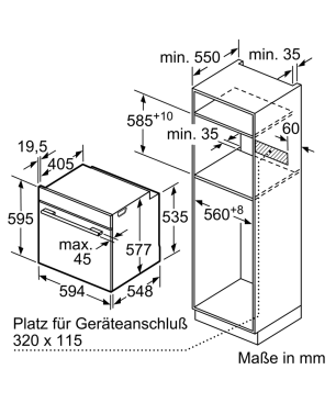 BOSCH HBG675BW1, Einbaubackofen (vollintegrierbar, 71 Liter, 594 mm breit), EOX6