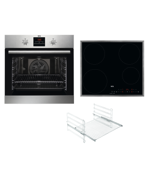 AEG Komb305I Serie 6000 mit SurroundCook Ringheißluftsystem (ohne Pyrolyse), Einbaubackofenset (Induktionskochfeld, A, 72 Lite