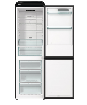 GORENJE ONRK619DBK Gorenje Retro Collection Kühlgefrierkombination (D, 192 kWh, 1940 mm hoch, Tiefschwarz)