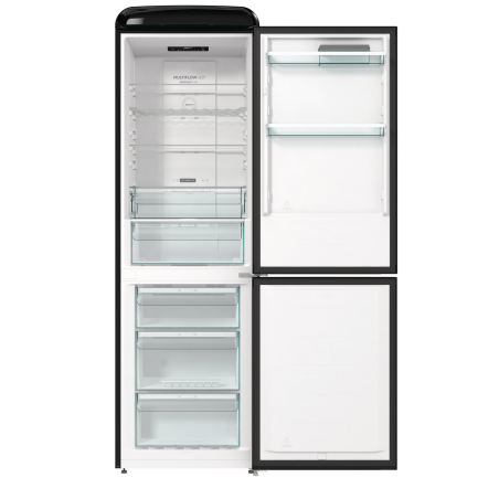 GORENJE ONRK619DBK Gorenje Retro Collection Kühlgefrierkombination (D, 192 kWh, 1940 mm hoch, Tiefschwarz)