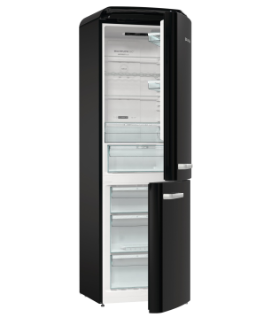 GORENJE ONRK619DBK Gorenje Retro Collection Kühlgefrierkombination (D, 192 kWh, 1940 mm hoch, Tiefschwarz)