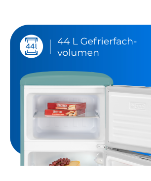 EXQUISIT RKGC270-45-H-160E taubenblau Kühl- und Gefrierkombination (E, 180 kWh, 1465 mm hoch, Taubenblau)