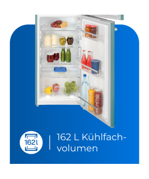 EXQUISIT RKGC270-45-H-160E taubenblau Kühl- und Gefrierkombination (E, 180 kWh, 1465 mm hoch, Taubenblau)