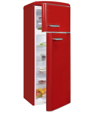 EXQUISIT RKGC270-45-H-160E rot Kühl- und Gefrierkombination (E, 1465 mm hoch, Rot)