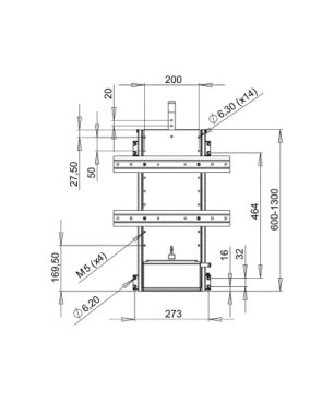 VENSET TS700C Wandhalterung elektrischer Hub 700mm TV Wandhalter