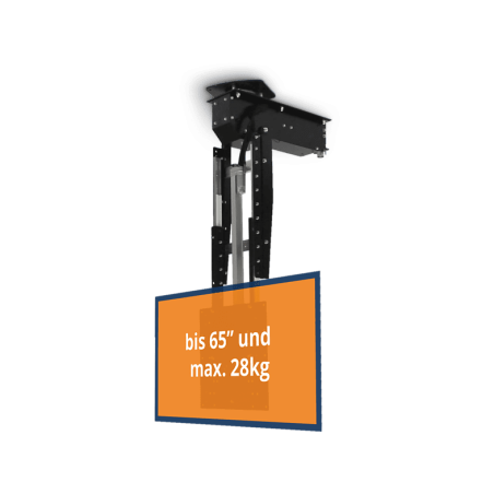 CLEVERUP pushMAXI-TELE-ROTO TV Deckenhalterung, schwarz