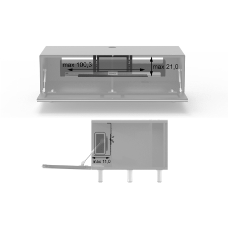 JUST BY SPECTRAL TV-Soundbar-Lowboard mit Soundbar-Ablage. JRL 1104T. Breite 111cm. Snow. TV-Soundbar-Lowboard