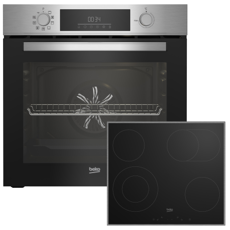 BEKO BBSE1132T0XFP, Einbau-Backofen-Set (Glaskeramik-Kochfeld, A, 66 Liter)