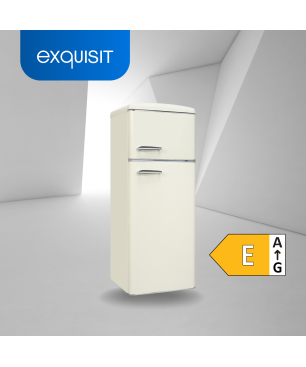 EXQUISIT RKGC270-45-H-160E magnolienweiss Kühl- und Gefrierkombination (E, 180 kWh, 1465 mm hoch, Magnolienweiß)