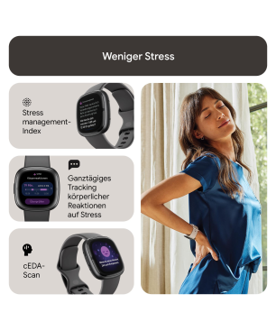 FITBIT Sense 2 Smartwatch Aluminium Elastomer, S/L, Shadow Grey/Graphite