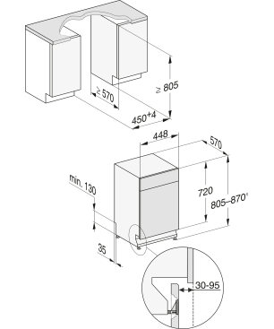 MIELE G 5740 SCi SL Geschirrspüler (teilintegrierbar, 448 mm breit, 44 dB (A), C)