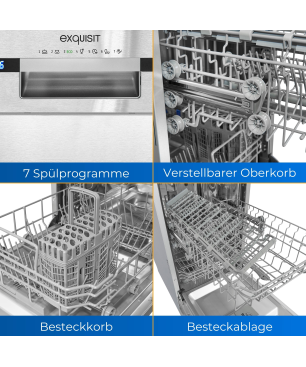 EXQUISIT EGSP9309-EF-030E inox Geschirrspüler (Einbaugerät (Besteckkorb, 448 mm breit, 47 dB (A), E)