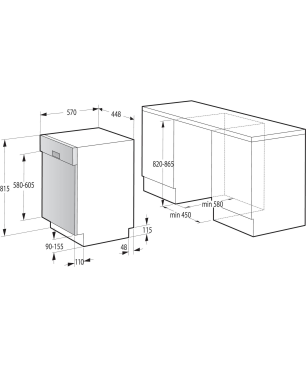 GORENJE GI520E15X Geschirrspüler (teilintegrierbar, 448 mm breit, 47 dB (A), E)