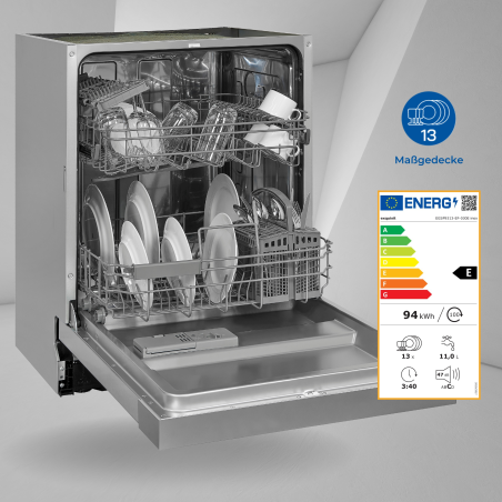 EXQUISIT EGSP9313-EF-030E inox Geschirrspüler (Einbaugerät (Besteckkorb, 598 mm breit, E)