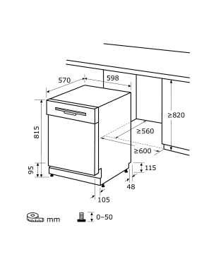 EXQUISIT EGSP9313-EF-030E inox Geschirrspüler (Einbaugerät (Besteckkorb, 598 mm breit, E)