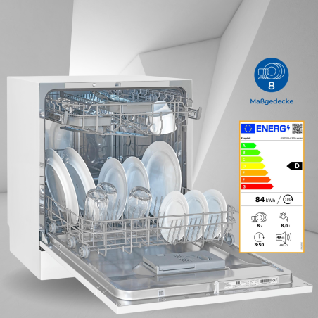 EXQUISIT GSP508-030D Geschirrspüler (freistehend (Besteckkorb, 550 mm breit, 49 dB (A), D) weiss