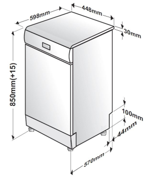GRUNDIG GSF 41825 X Geschirrspüler (Freistehend mit Unterbaumöglichkeit, 448 mm breit, 46 dB (A), E)