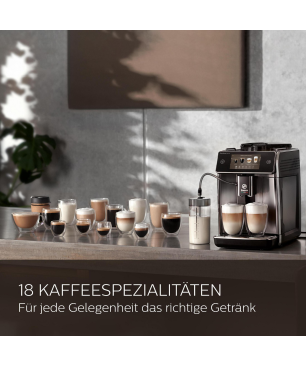 SAECO SM 6685/00 GRAN AROMA DLX Kaffeevollautomat Klavierlack-Schwarz/Edelstahl-Front