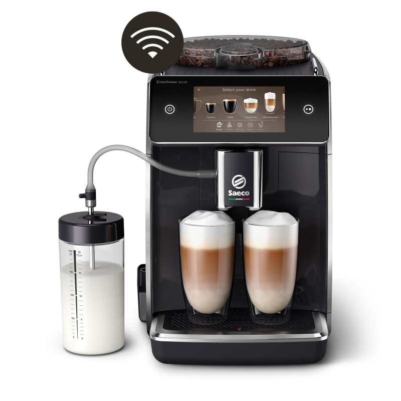 SAECO SM6680/00 GranAroma Deluxe 18 Kaffeespezialitäten Kaffeevollautomat Klavierlack-Schwarz