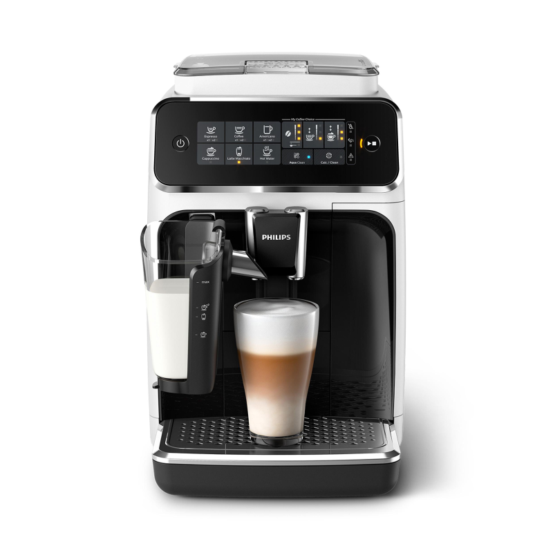 PHILIPS EP3243/50 Serie 3200 LatteGo 5 Kaffeespezialitäten Kaffeevollautomat Matt-Weiß/Klavierlack-schwarze Arena