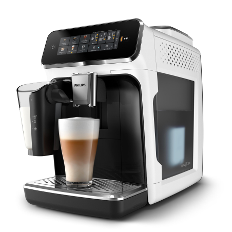 PHILIPS EP3343/50 Serie 3300 LatteGo 6 Kaffeespezialitäten Kaffeevollautomat Weiß/Klavierlack-Schwarz
