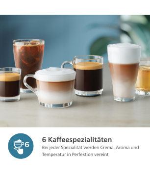PHILIPS EP3347/90 Serie 3300 LatteGo 6 Kaffeespezialitäten Kaffeevollautomat Schwarz, verchromt