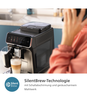 PHILIPS EP3347/90 Serie 3300 LatteGo 6 Kaffeespezialitäten Kaffeevollautomat Schwarz, verchromt