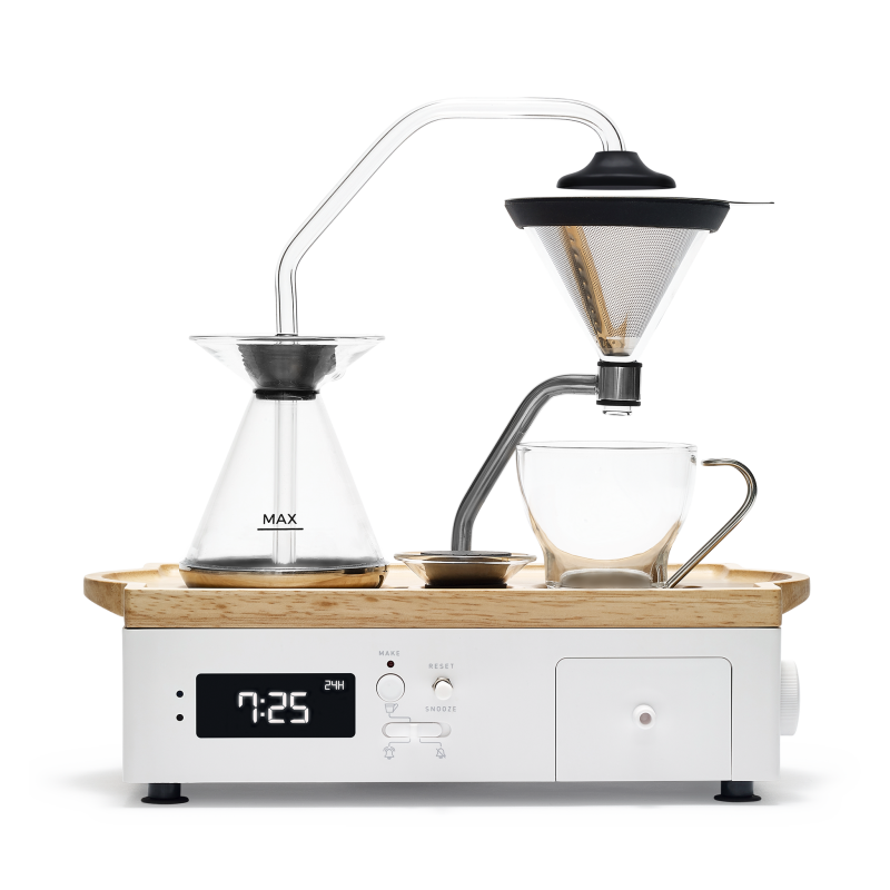 BARISIEUR Designer Tee Kaffee mit Timer und Weckfunktion Kaffeemaschine weiss