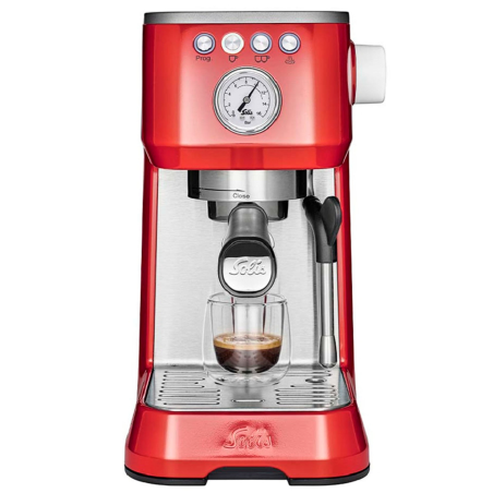 SOLIS OF SWITZERLAND Barista Perfetta Plus 1170 Espressomaschine | Siebträgermaschine | Milchaufschäumer Rot