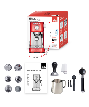 SOLIS OF SWITZERLAND Barista Perfetta Plus 1170 Espressomaschine | Siebträgermaschine | Milchaufschäumer Rot