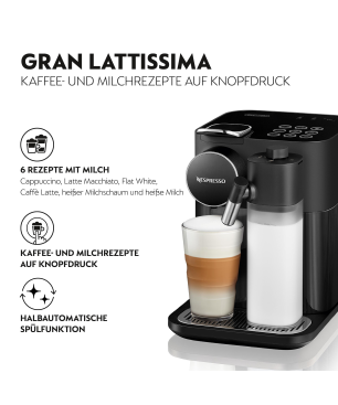 DELONGHI Gran Lattissima EN640.B Nespresso Kapselmaschine Schwarz