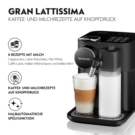 DELONGHI Gran Lattissima EN640.B Nespresso Kapselmaschine Schwarz