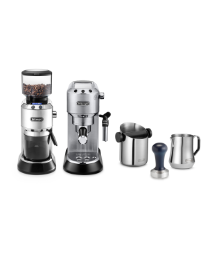 DELONGHI Dedica Style ECKG 6821.M Barista Bundle Espressomaschine Silber