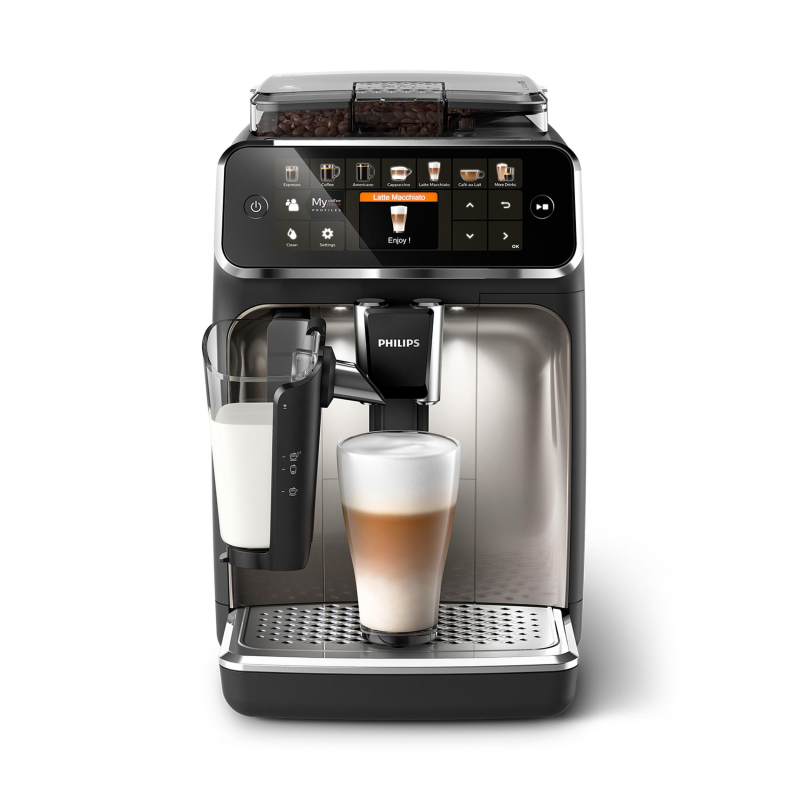 PHILIPS EP5447/90 Serie 5400 LatteGo 12 Kaffeespezialitäten Kaffeevollautomat Schwarz/Chrom PHILIPS EP5447/90 Serie 5400 LatteGo 12 Kaffeespezialitäten Kaffeevollautomat Schwarz/Chrom