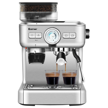 COSTWAY Siebträgermaschine Espressomaschine silber