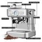 COSTWAY Siebträgermaschine Espressomaschine silber