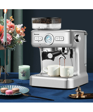 COSTWAY Siebträgermaschine Espressomaschine silber