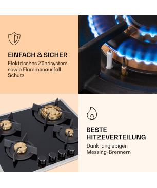 KLARSTEIN Goldflame 4 Prime Gaskochfeld (Kochfelder: 4)