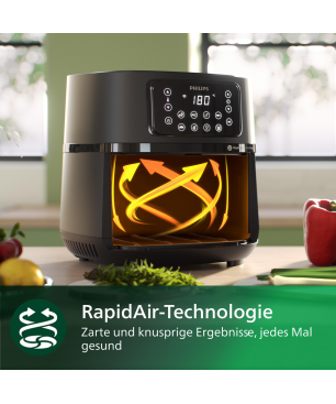 PHILIPS HD9285/90 Connected Airfryer XXL Series 5000 7.2L Heißluftfritteuse 2000 Watt Schwarz/Dunkles Silber