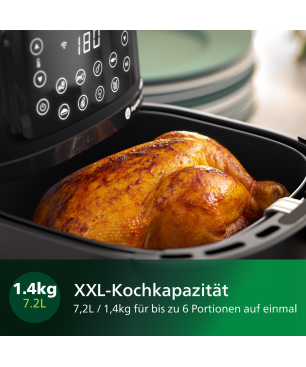PHILIPS HD9285/90 Connected Airfryer XXL Series 5000 7.2L Heißluftfritteuse 2000 Watt Schwarz/Dunkles Silber