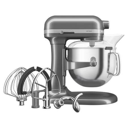 KITCHENAID 5KSM70SHXEMS Küchenmaschine Medallion Silber (Rührschüsselkapazität: 6,6 Liter, 375 Watt)