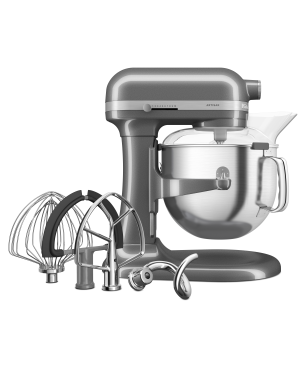 KITCHENAID 5KSM70SHXEMS Küchenmaschine Medallion Silber (Rührschüsselkapazität: 6,6 Liter, 375 Watt)