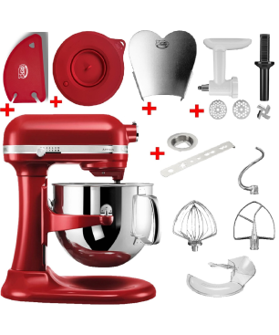 KITCHENAID 5KSM7580XECA Sparset inkl. 5 Zubehöre Küchenmaschine Liebesapfel Rot (Rührschüsselkapazität: 6,9 Liter, 500 Watt)