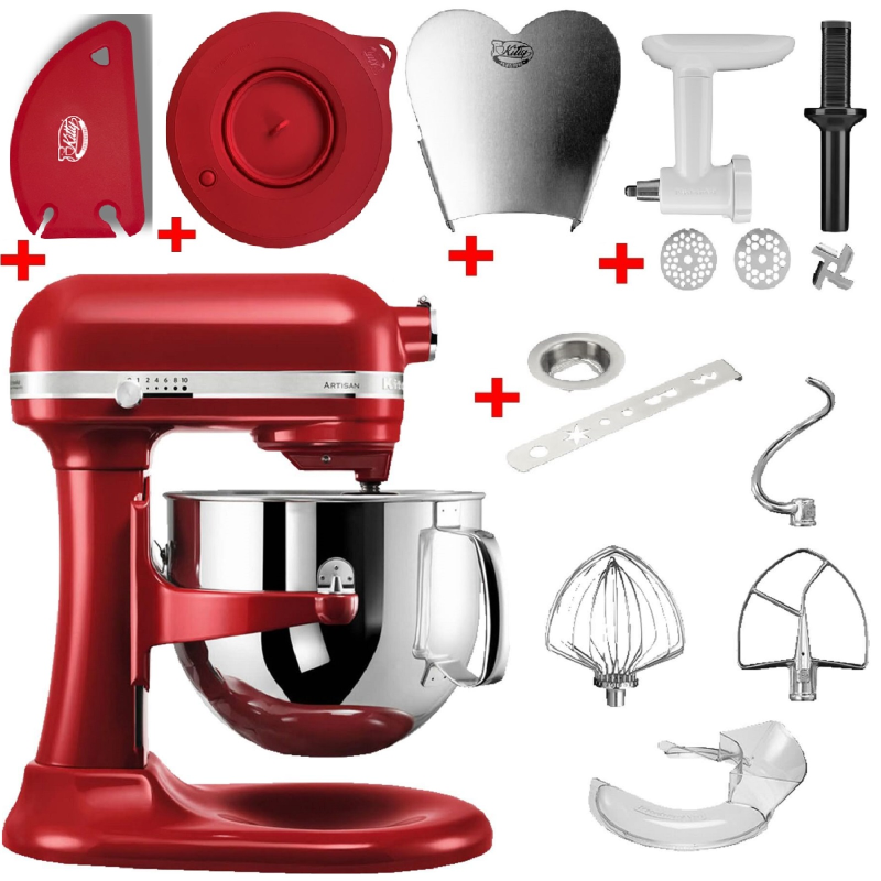 KITCHENAID 5KSM7580XECA Sparset inkl. 5 Zubehöre Küchenmaschine Liebesapfel Rot (Rührschüsselkapazität: 6,9 Liter, 500 Watt)