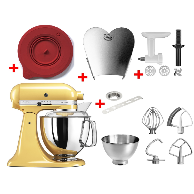 KITCHENAID 5KSM175PSECA Sparset inkl. 4 Zubehöre Küchenmaschine Pastellgelb (300 Watt)