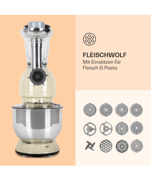 KLARSTEIN Lucia Morena Multifunktionsküchenmaschine Crème (Rührschüsselkapazität: 5,2 Liter, 2000 Watt)