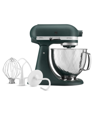 KITCHENAID 5KSM156QPEPP Küchenmaschine Pebbled Palm/Silber gesteppt (Rührschüsselkapazität: 4,8 Liter, 300 Watt)