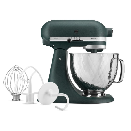 KITCHENAID 5KSM156QPEPP Küchenmaschine Pebbled Palm/Silber gesteppt (Rührschüsselkapazität: 4,8 Liter, 300 Watt)