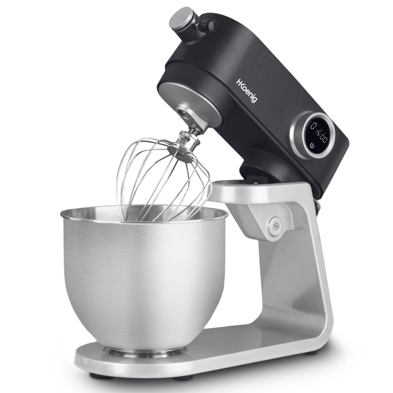 H.KOENIG H.Koenig KM120er Küchenmaschine / Edelstahl /8 Geschwindigkeiten /Schneebesen, Rührbesen, Knethaken Küchenmaschine Sc
