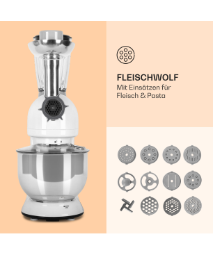 KLARSTEIN Lucia Bianca Multifunktionsküchenmaschine Weiss (Rührschüsselkapazität: 5,2 Liter, 2000 Watt)